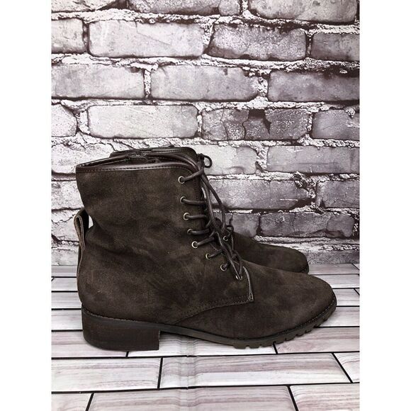 Blondo Brown Suede Leather Waterproof Ankle Lace Up Side Zip Boots Women Sz 10M - Picture 12 of 16